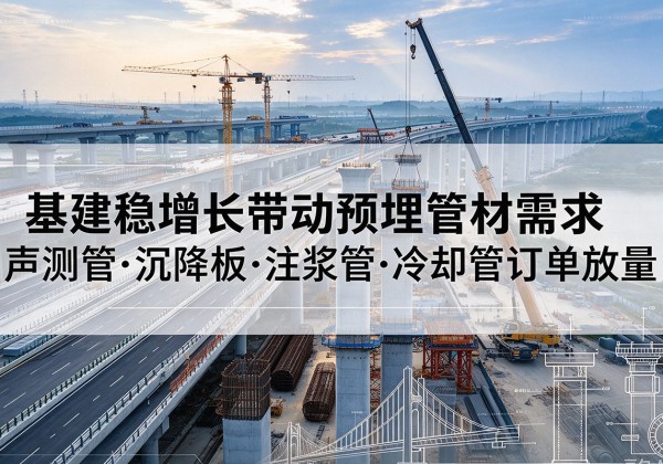 金川基建稳增长带动预埋监测管材需求，声测管、沉降板、注浆管订单持续放量